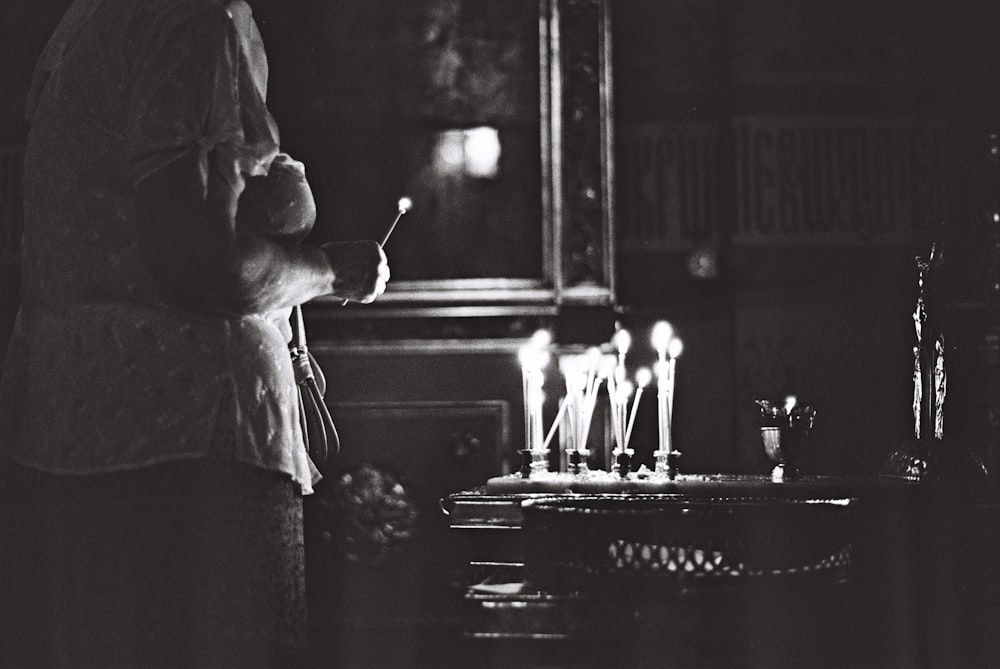 a bear lighting candles