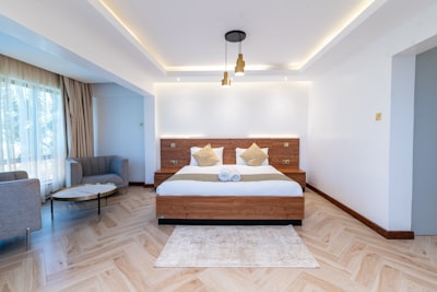 Bedroom with carpet flooring