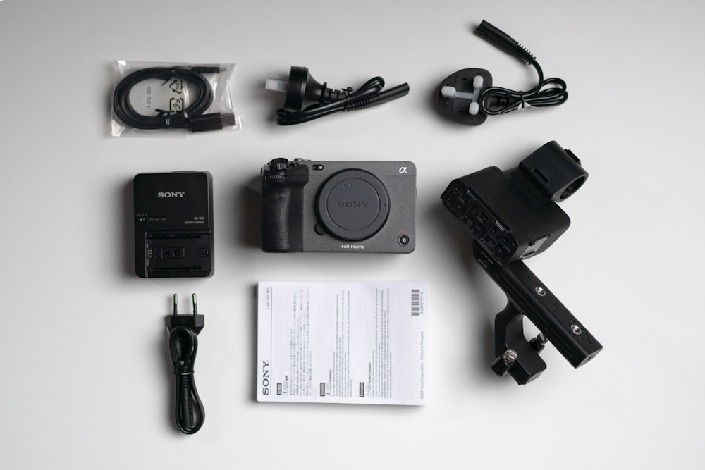 a group of camera parts