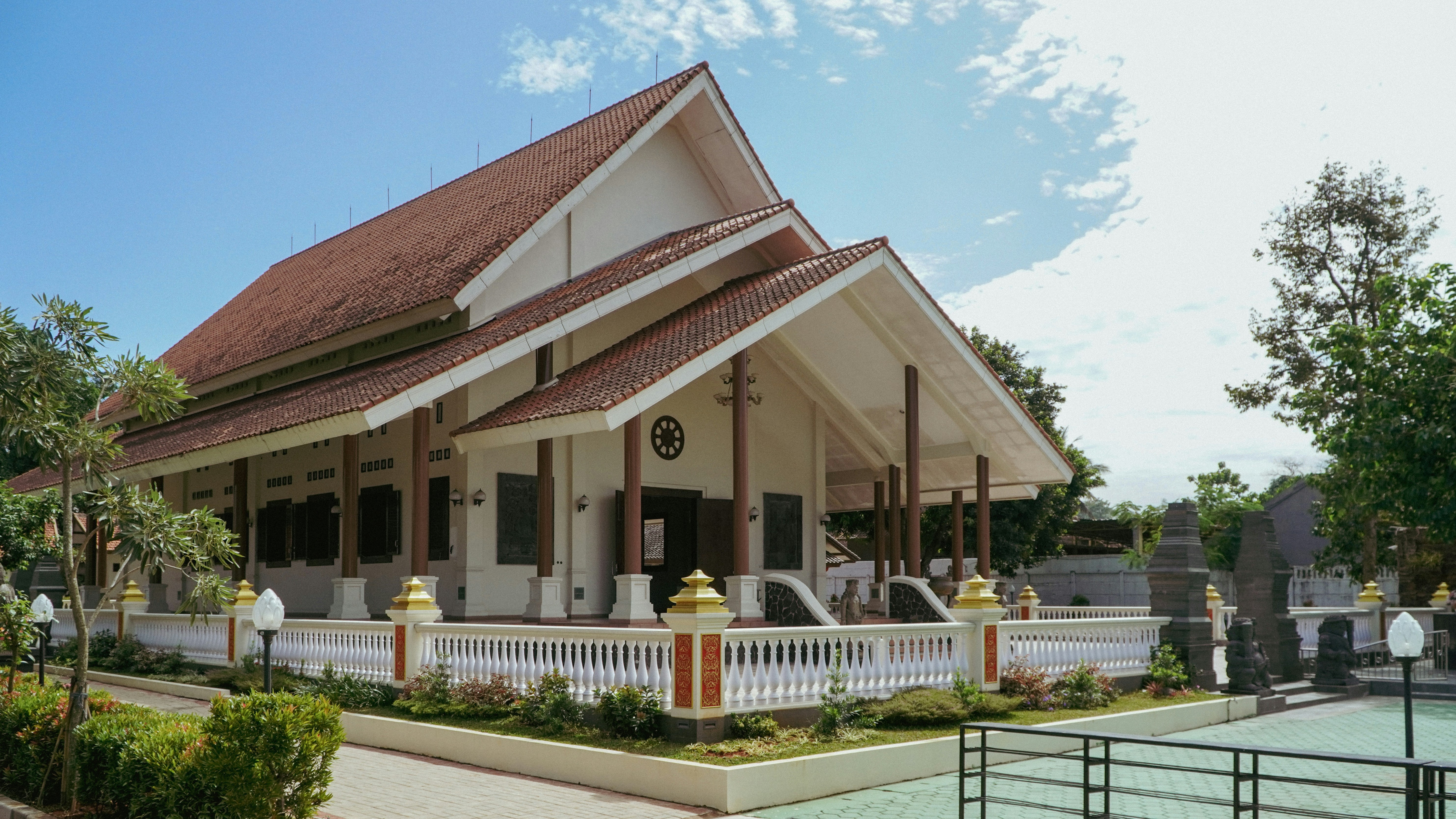 a building with a red roof