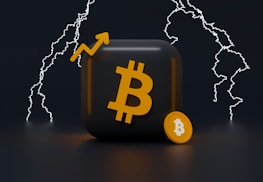 A graphic representing the concept of buying houses with Bitcoin.