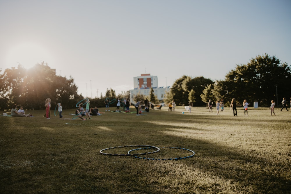 a group of people in a park