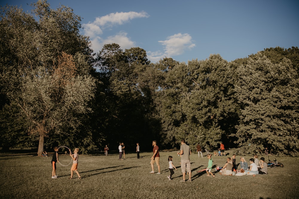 a group of people in a park