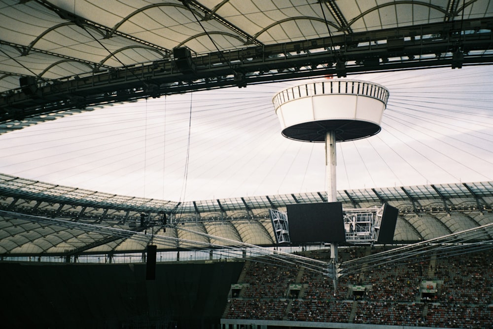 a large room with a large ceiling and a large round light