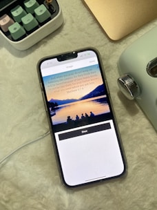A smartphone displaying a responsive website with biblical verses and interactive buttons.