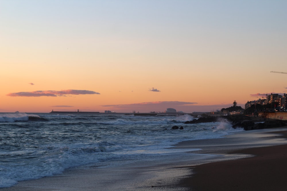 waves crashing on a beach