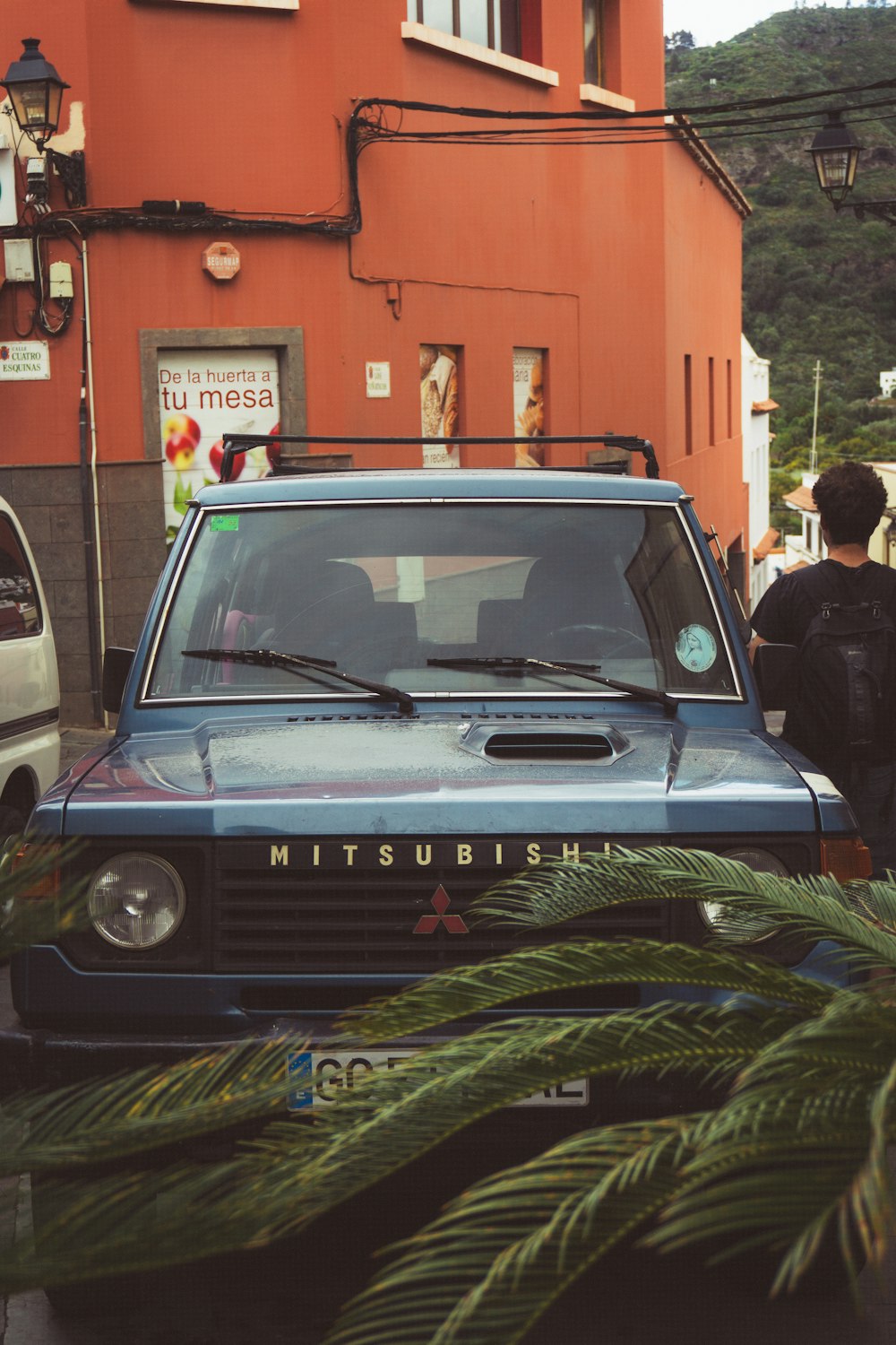 a car parked in front of a building