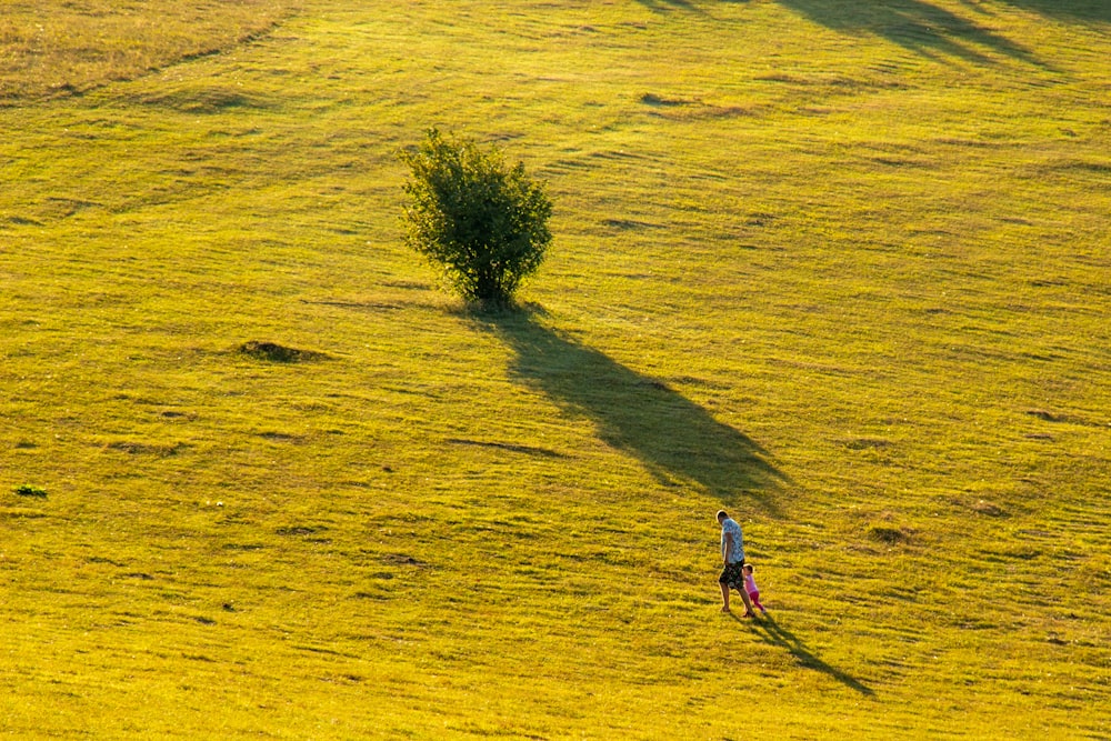 a person walking in a field