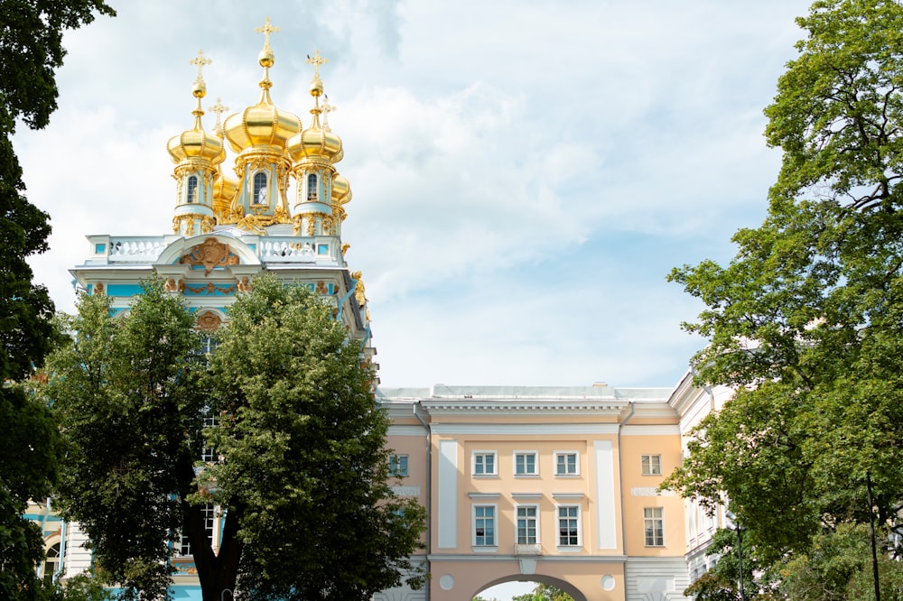 a building with a gold domed roof