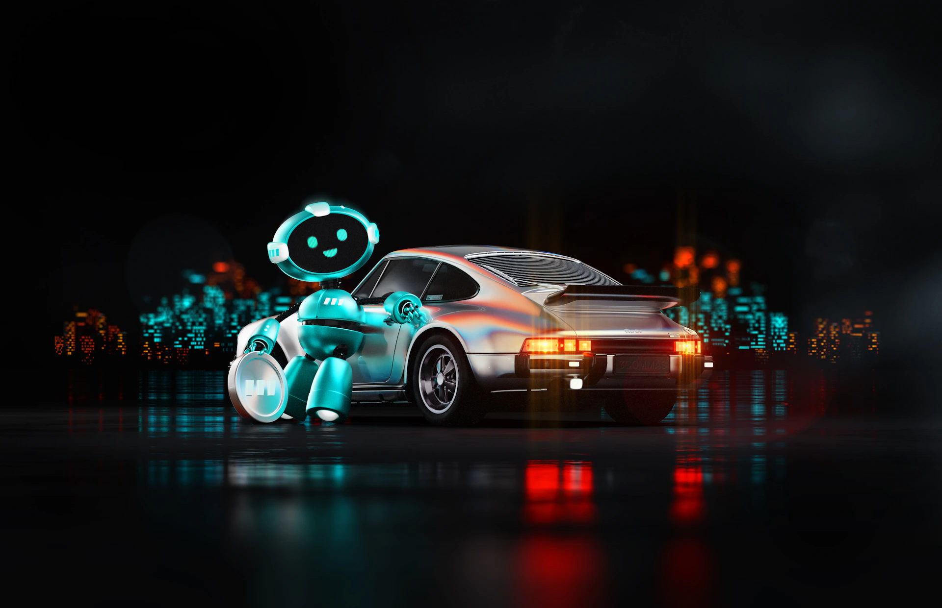 a car with lights on it