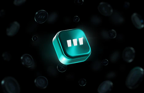 Hands exchanging a glowing digital cube symbolizing innovation and trade.