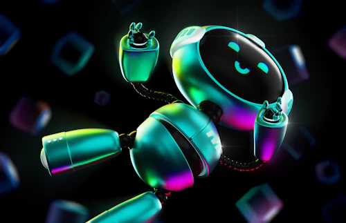 Glowing AI assistant characters representing virtual tutors