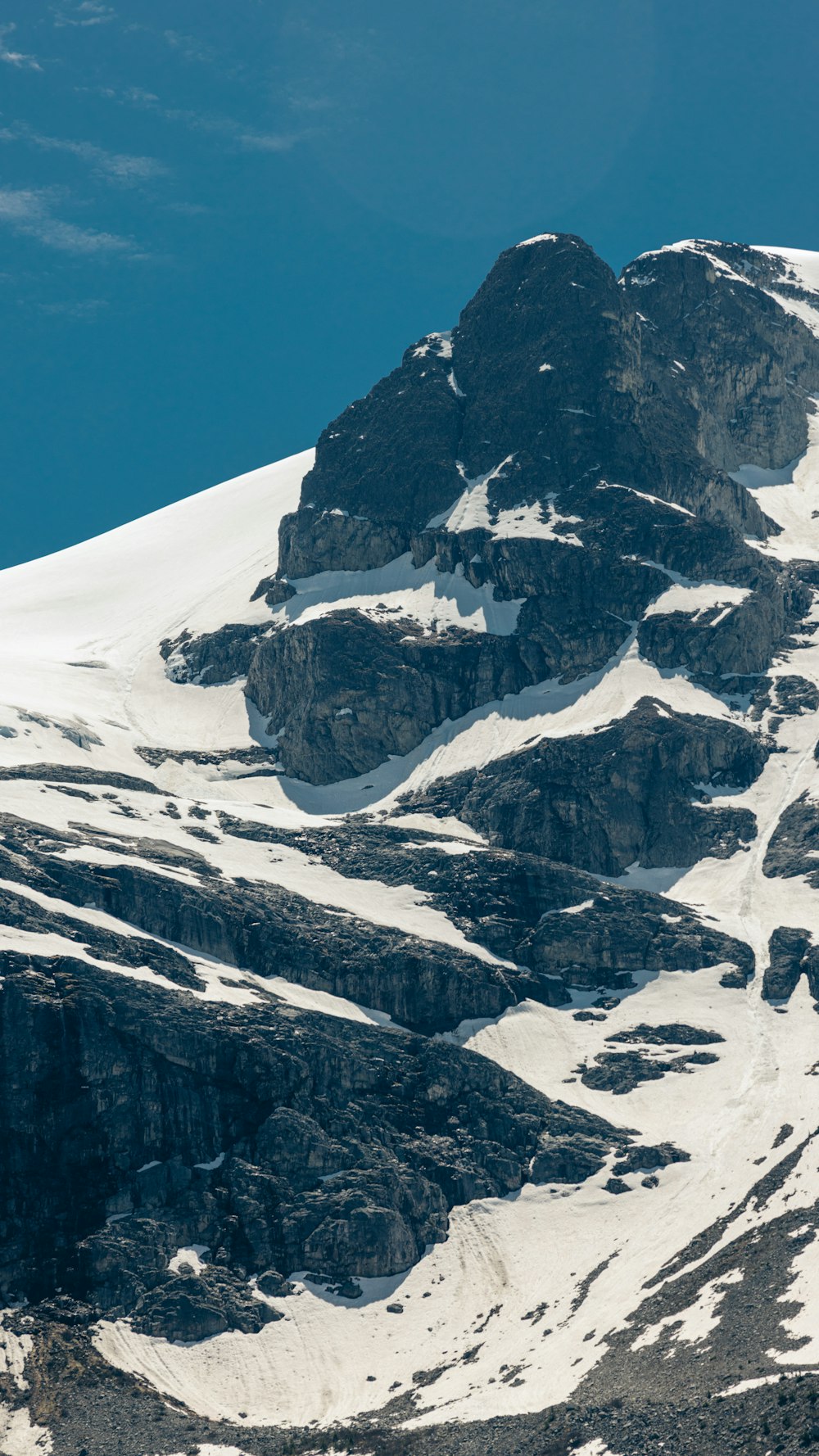 a mountain with snow