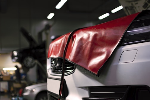 a car with a hood open