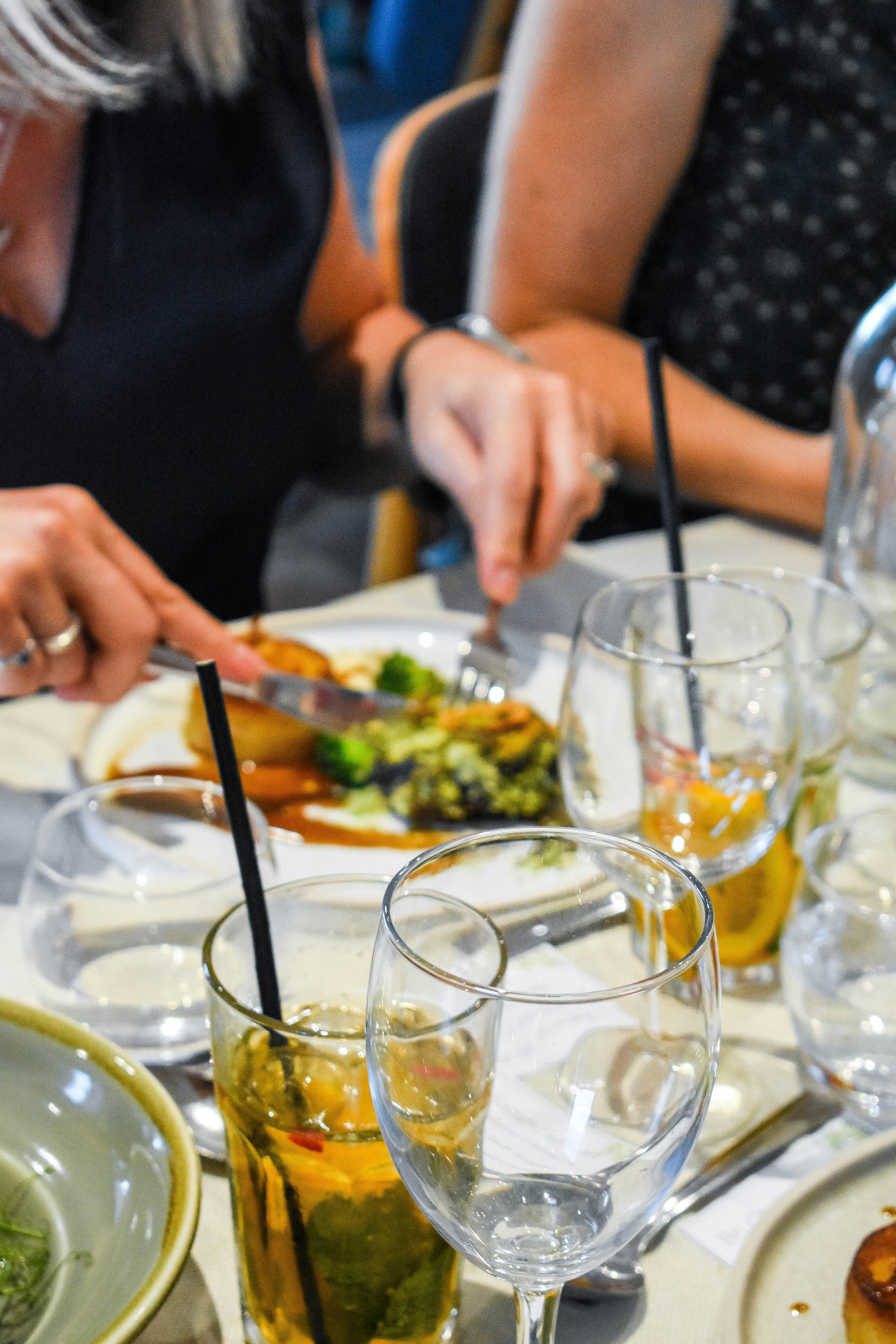 a table with food and drinks on it