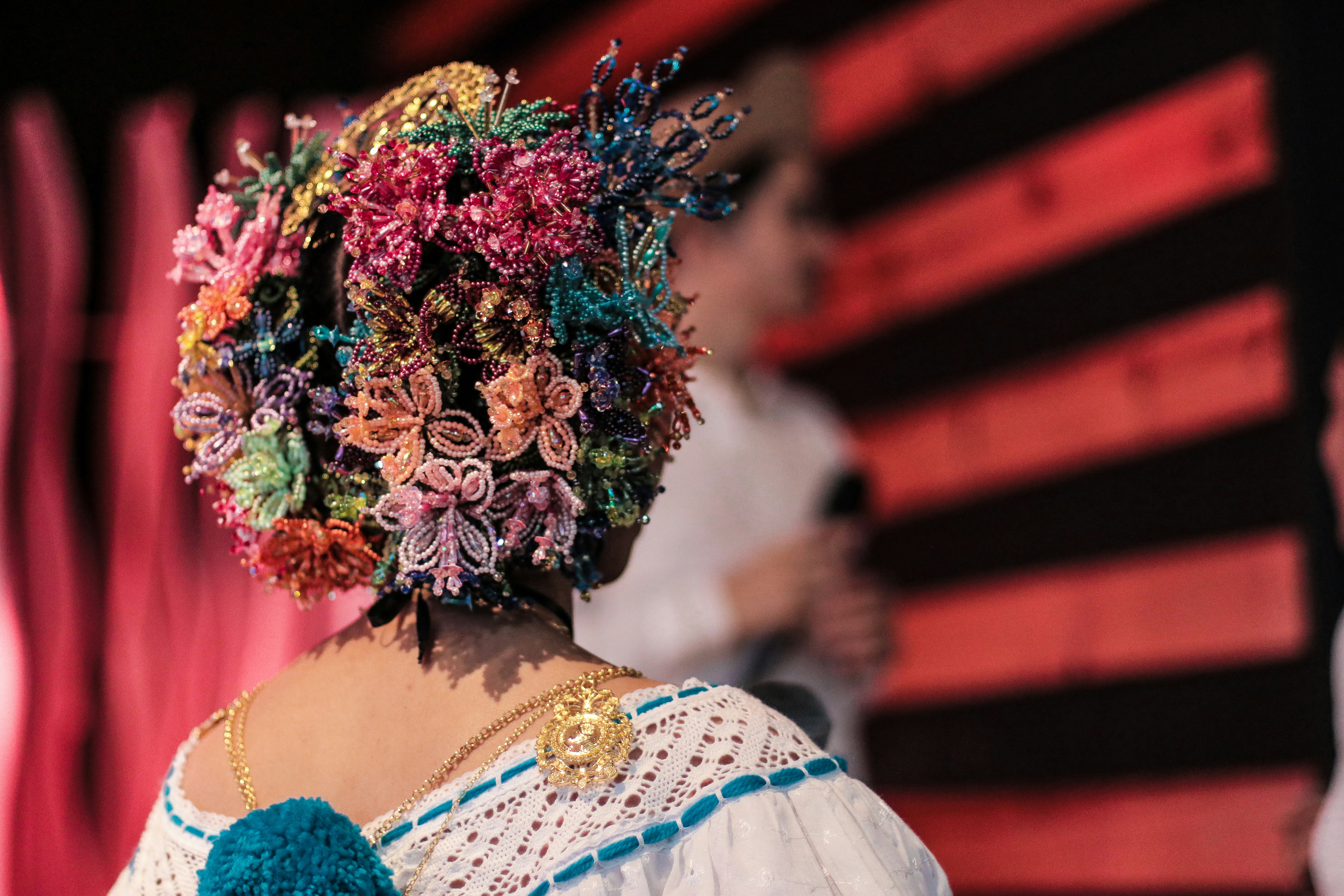a woman wearing a crown