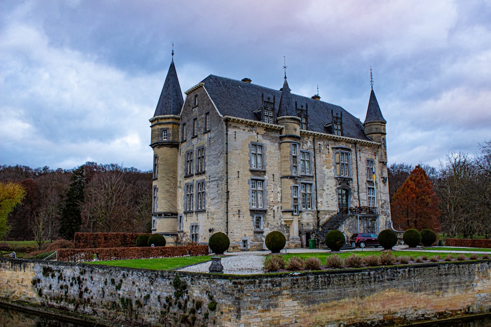 a large building with towers