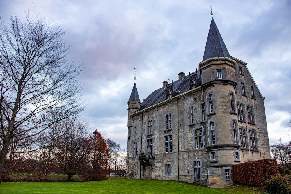 a large stone building with towers