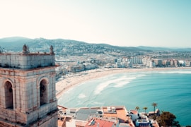 a city next to a beach