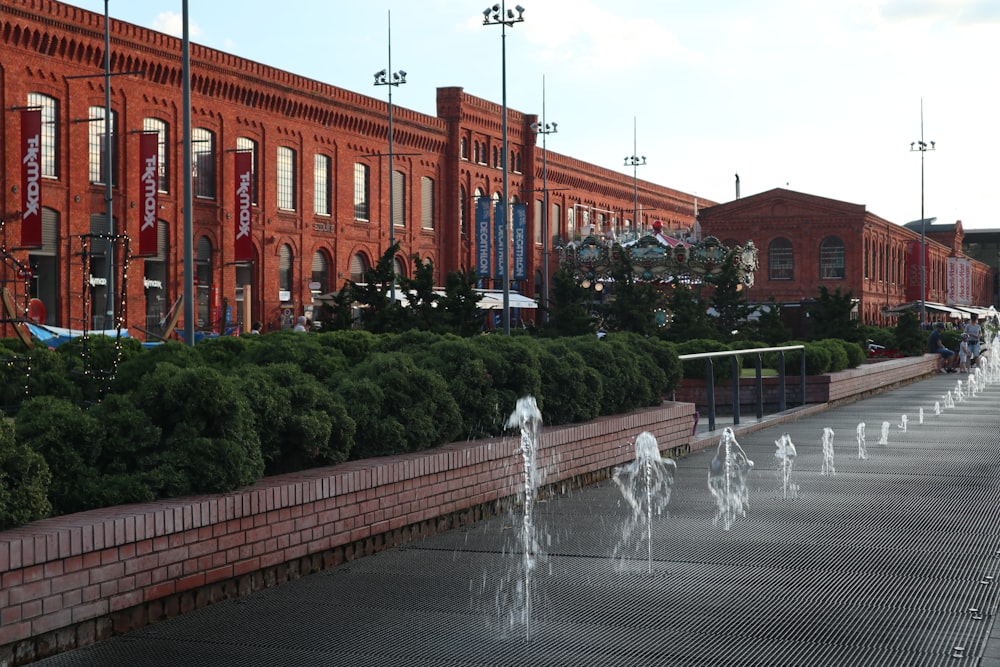 a fountain in front of a building