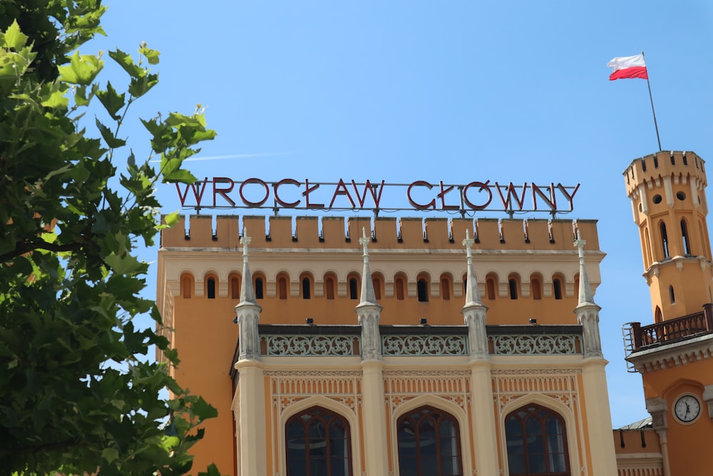 a building with a flag on top