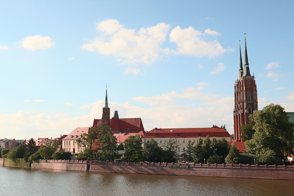 a body of water with buildings along it