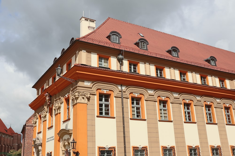 a building with a red roof