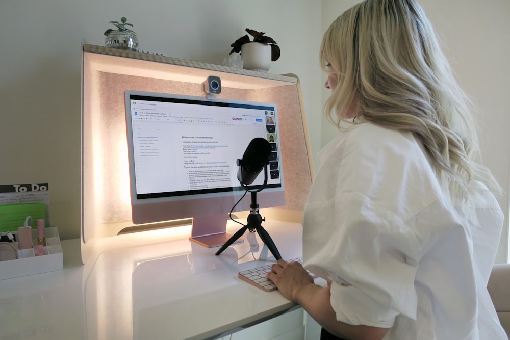 a person using a microscope