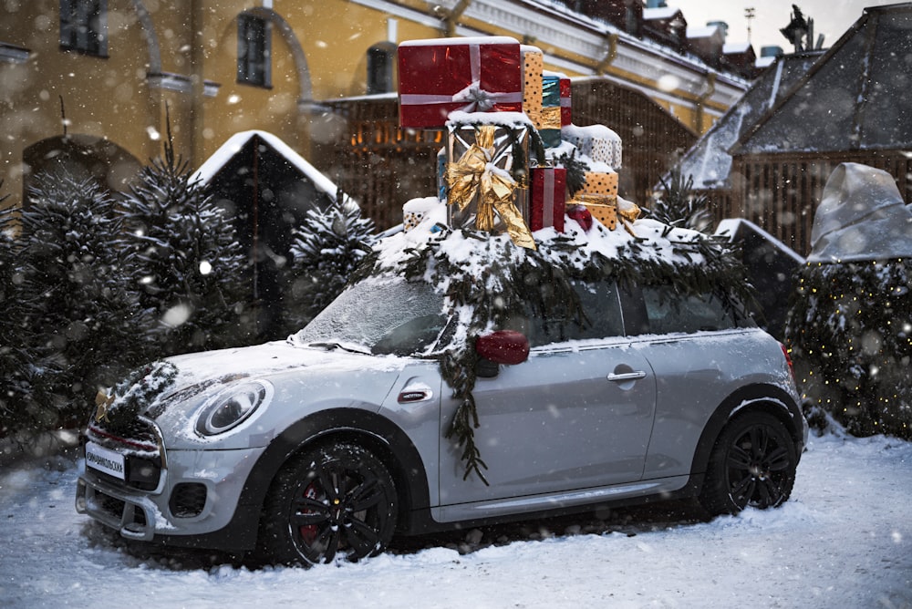 a car covered in snow