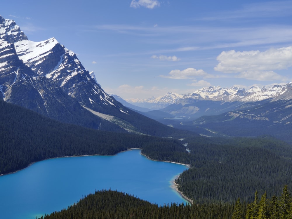 a lake surrounded by mountains