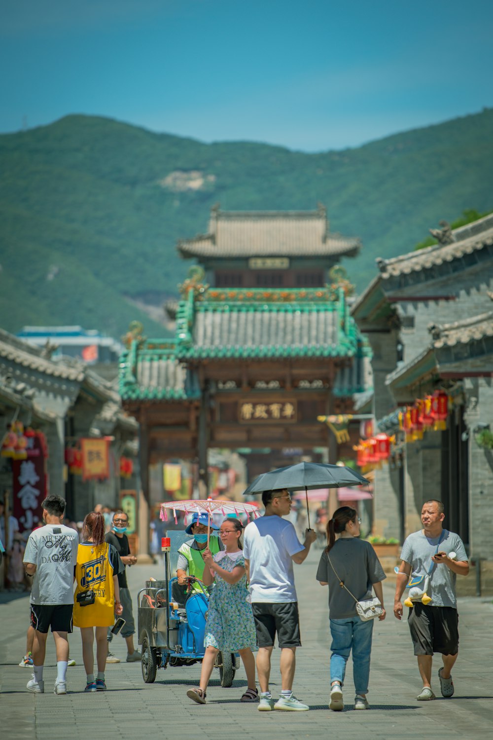 people walking on a street