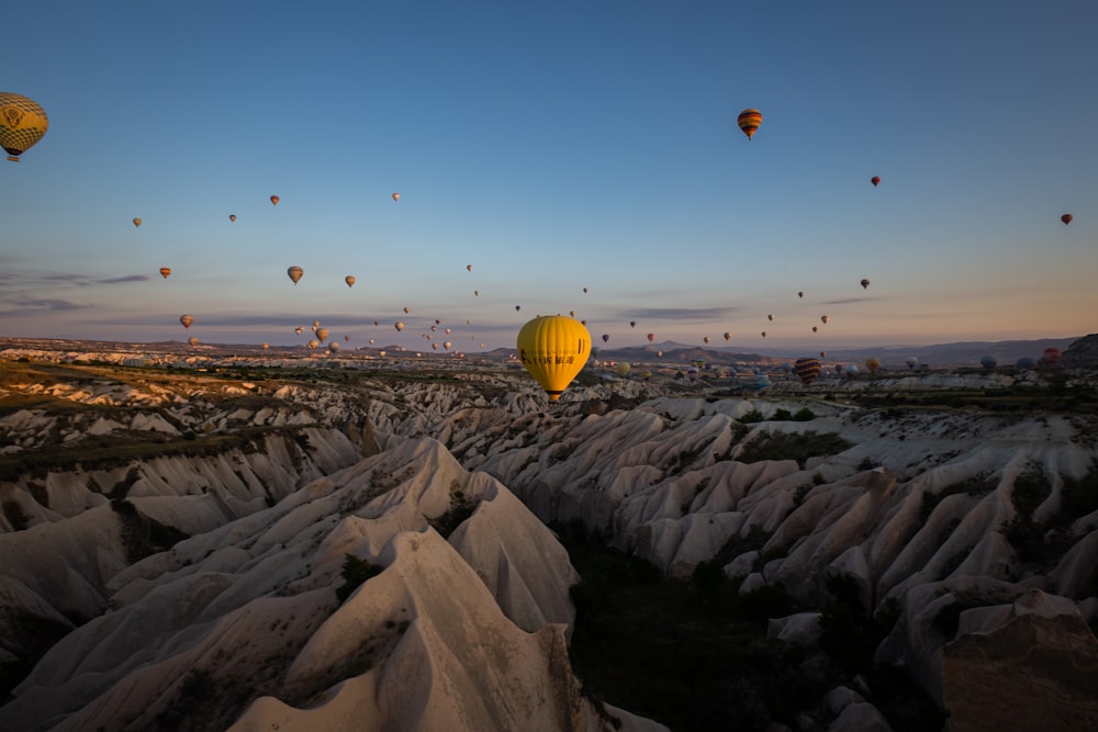 a group of hot air balloons in the sky