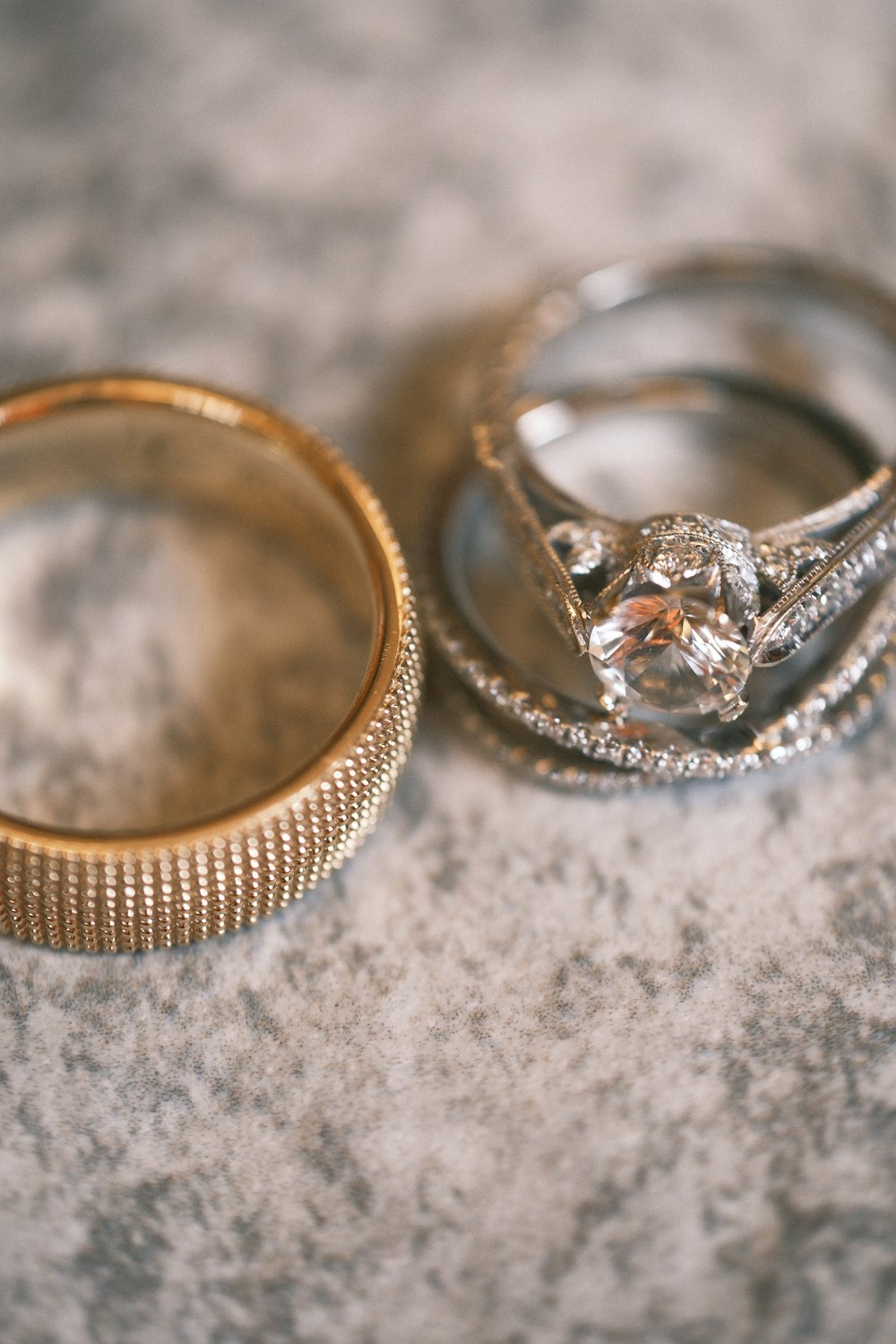 a pair of wedding rings