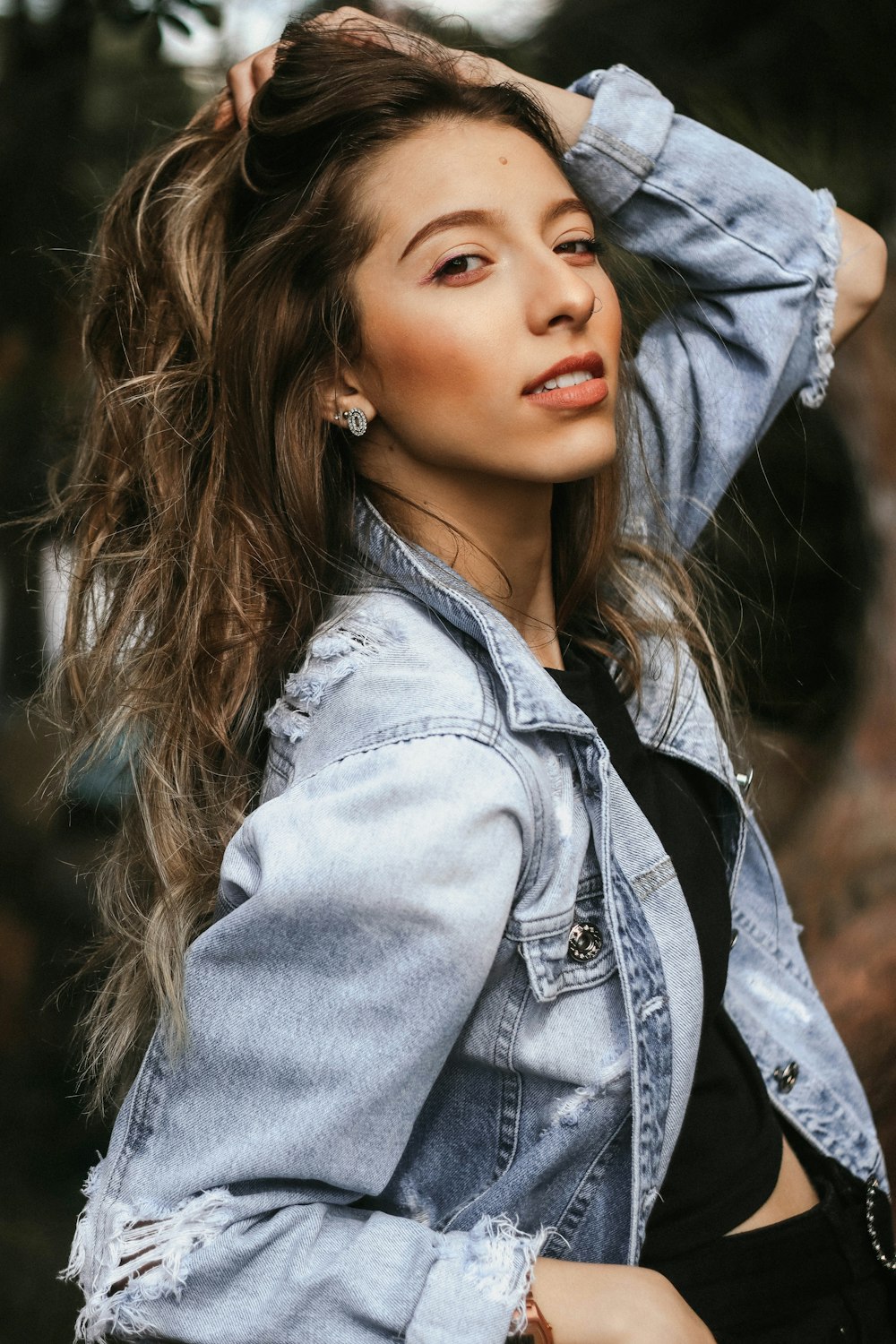 a woman with long hair