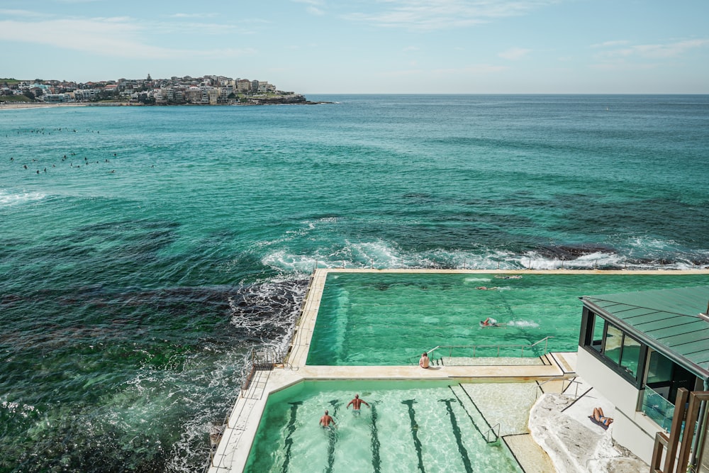 a pool on a boat