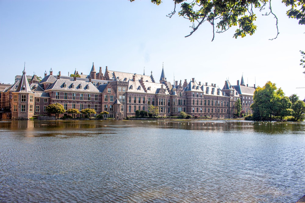 a body of water with buildings along it