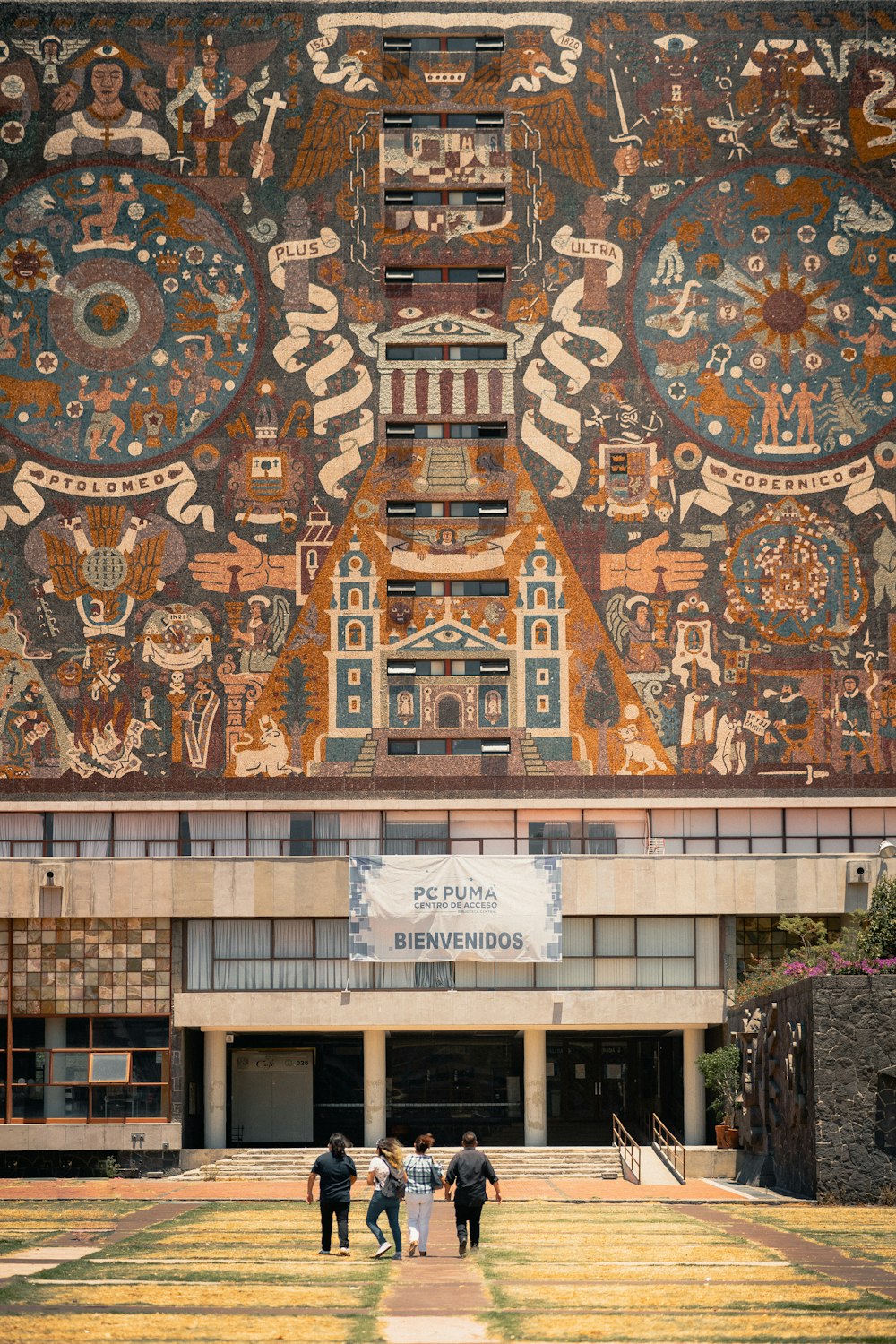 a building with a large mural on the wall