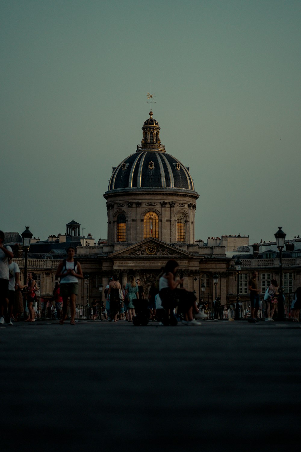 a group of people outside a building