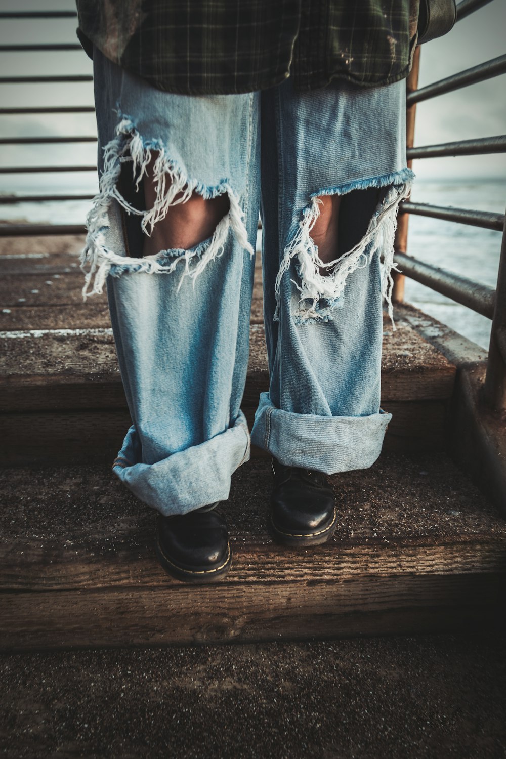 a pair of legs in jeans