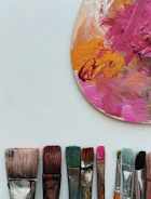 A colorful collection of digital brushes and textures on a graphic tablet