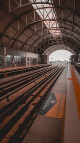 a train station with a train