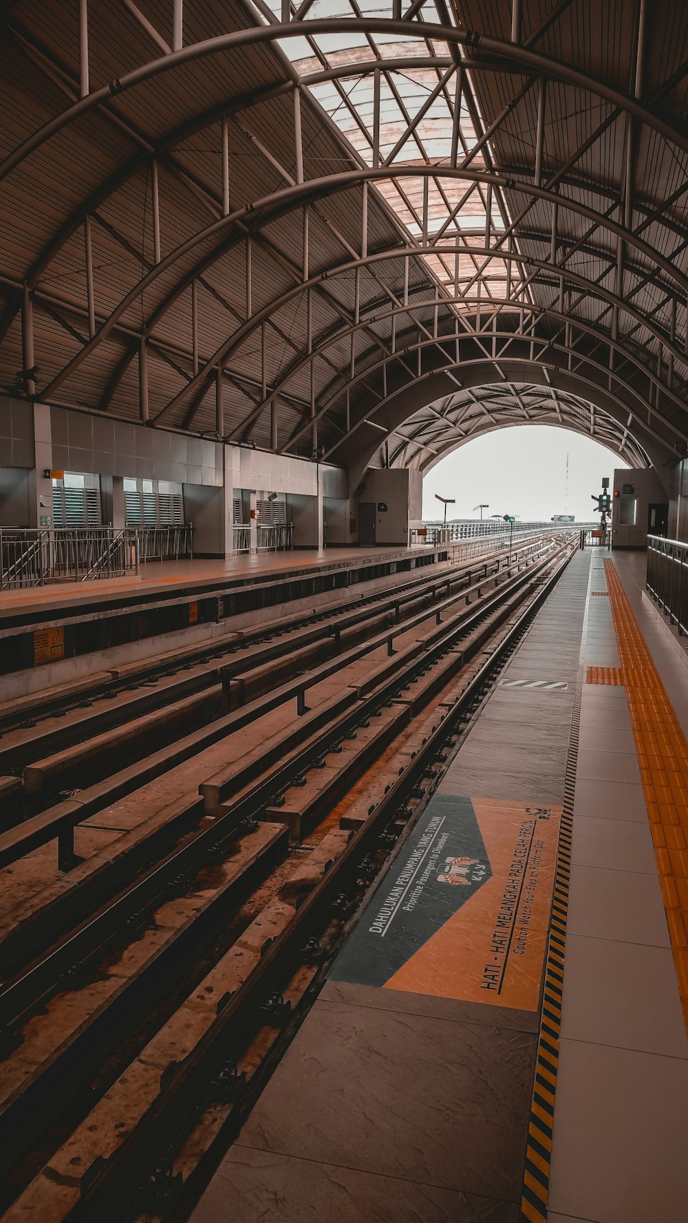 a train station with a train