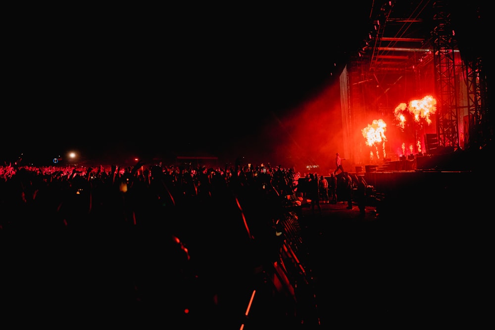 a stage with a crowd of people