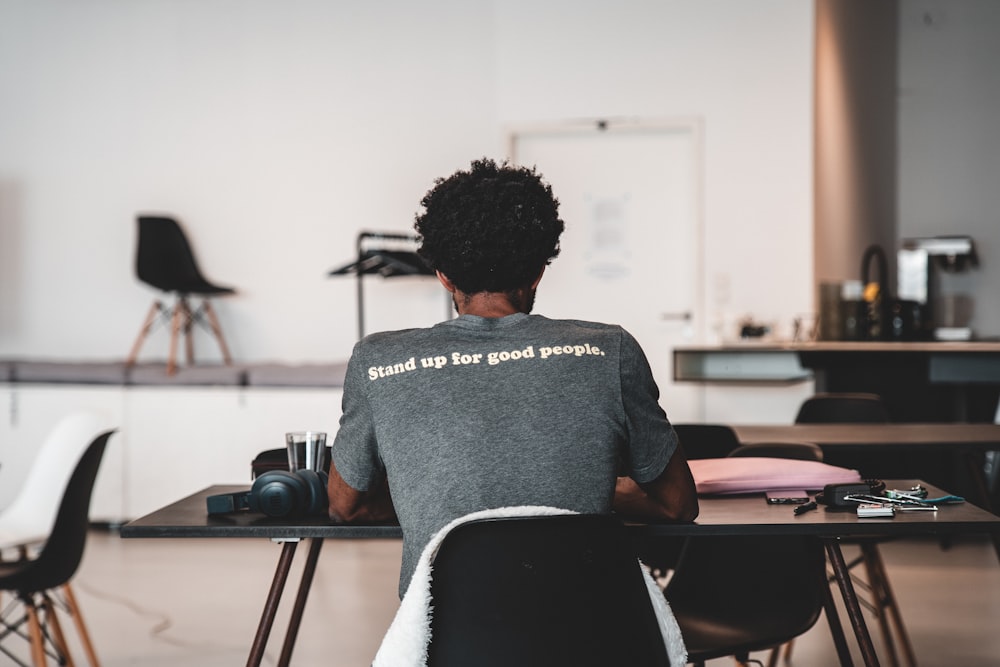 a man sitting at a desk