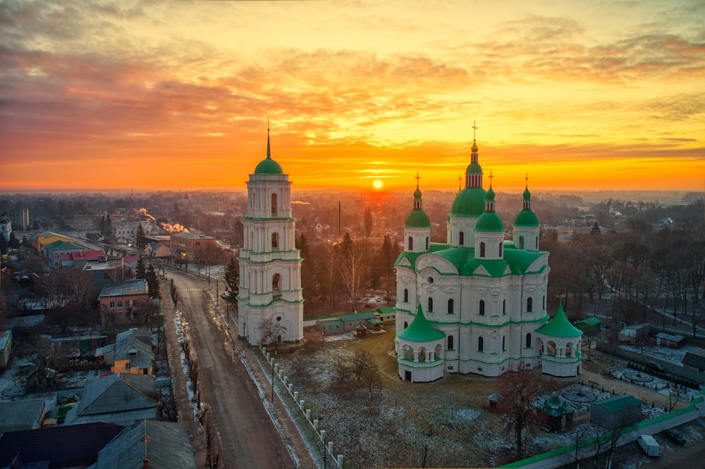 a large building with towers and domes