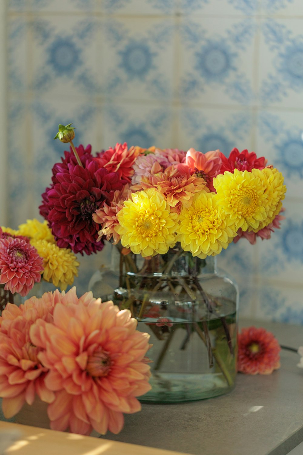 a vase of colorful flowers