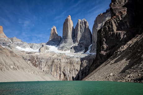 Torres del Paine - The towers above a turquoise glacial lake