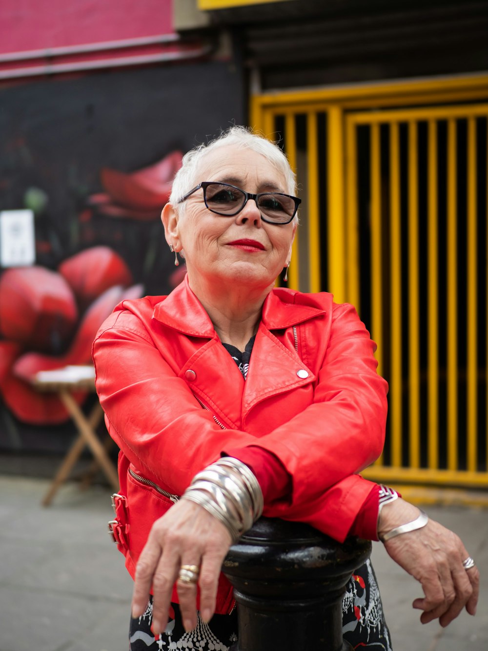 a person in a red coat