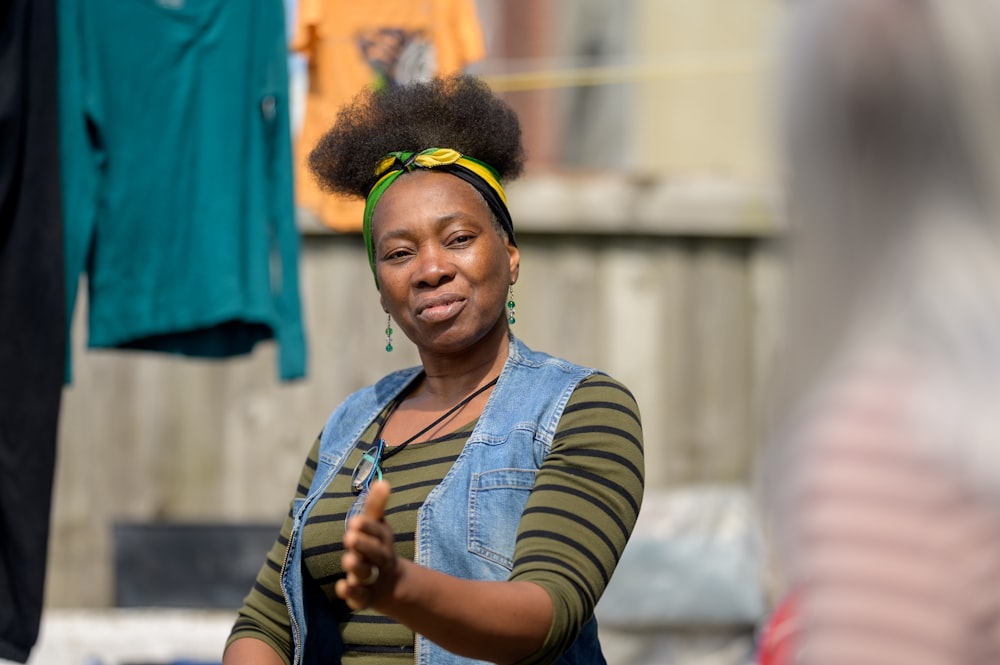 a woman with a headband