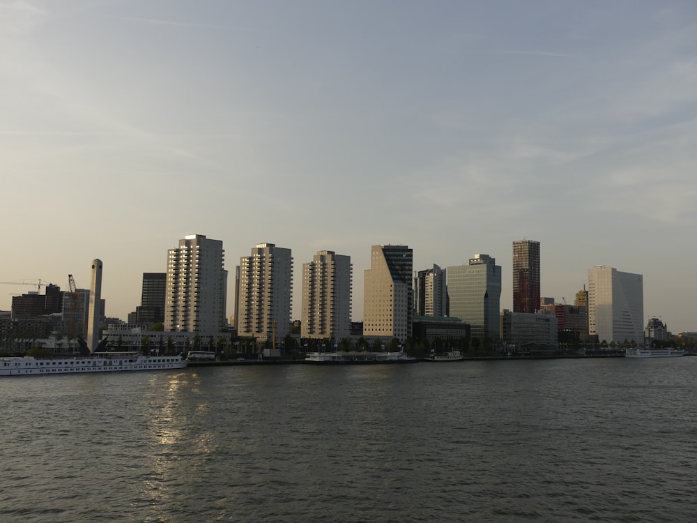a city skyline across the water